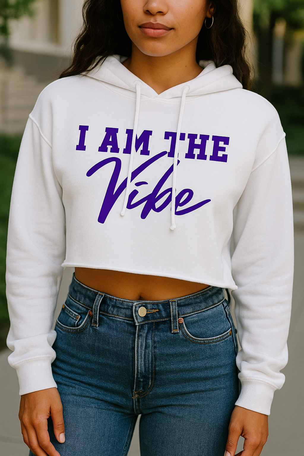 I AM THE VIBE CROP TOP - BLUE FONT