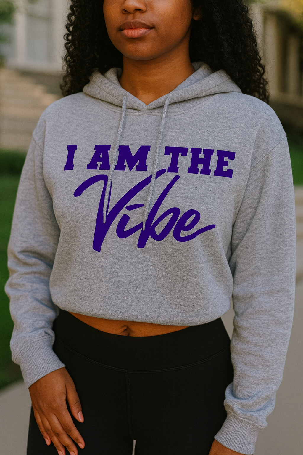 I AM THE VIBE CROP TOP - BLUE FONT