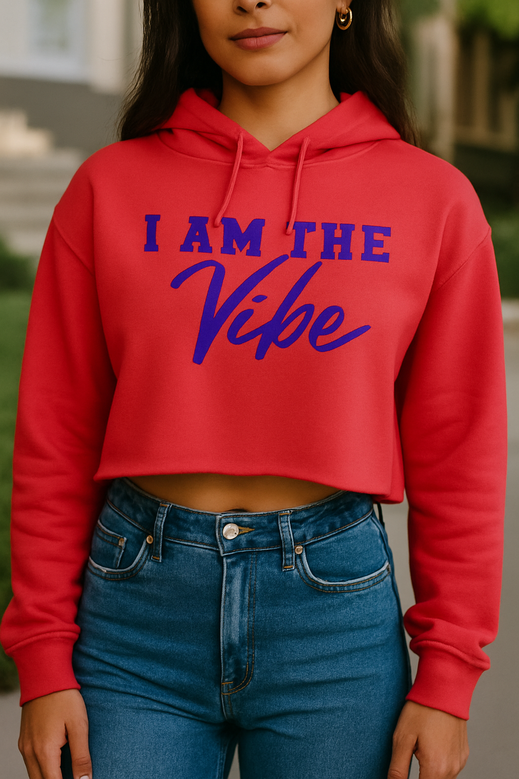 I AM THE VIBE CROP TOP - BLUE FONT